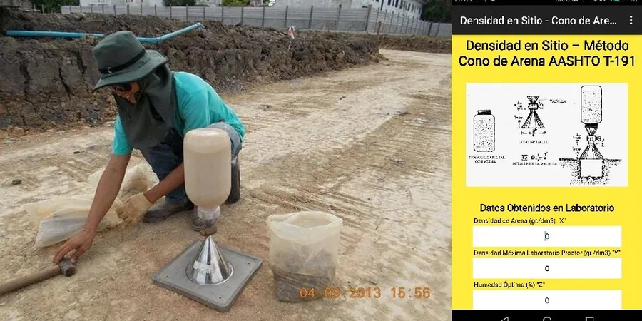 Densidad de campo por cono de arena en Antofagasta: control de compactación confiable